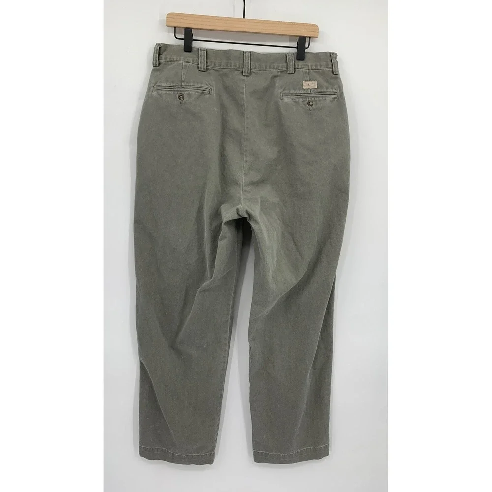Vintage Polo Ralph Lauren Pants Mens 35x30 Green Cotton Chino Straight Leg
